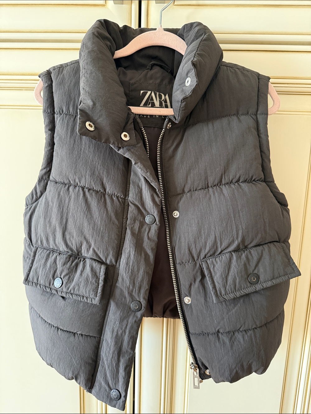 ZARA Charcoal Quilted Puffer Vest